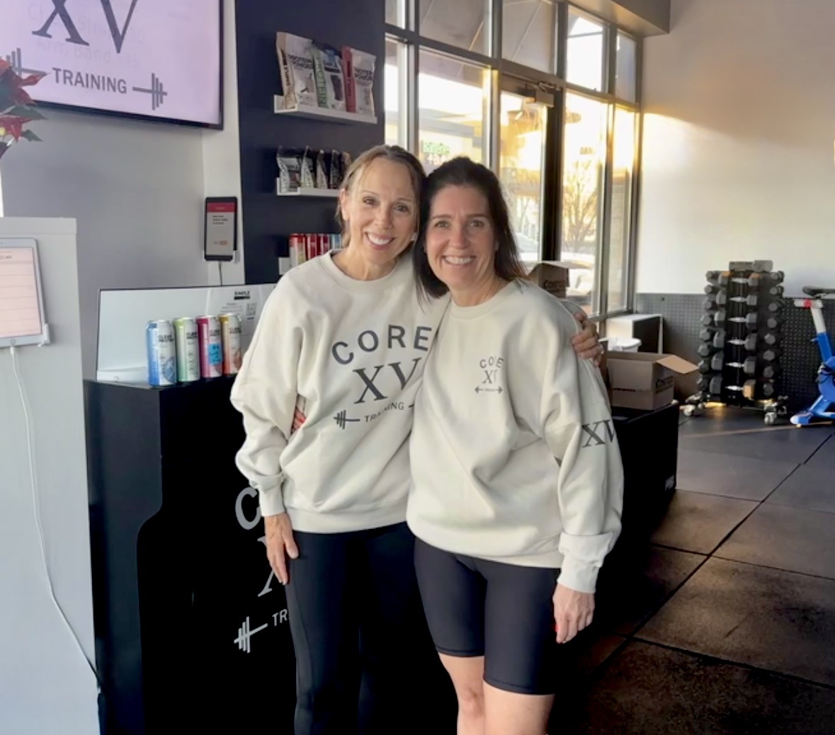 Friends working out together at CORE XV